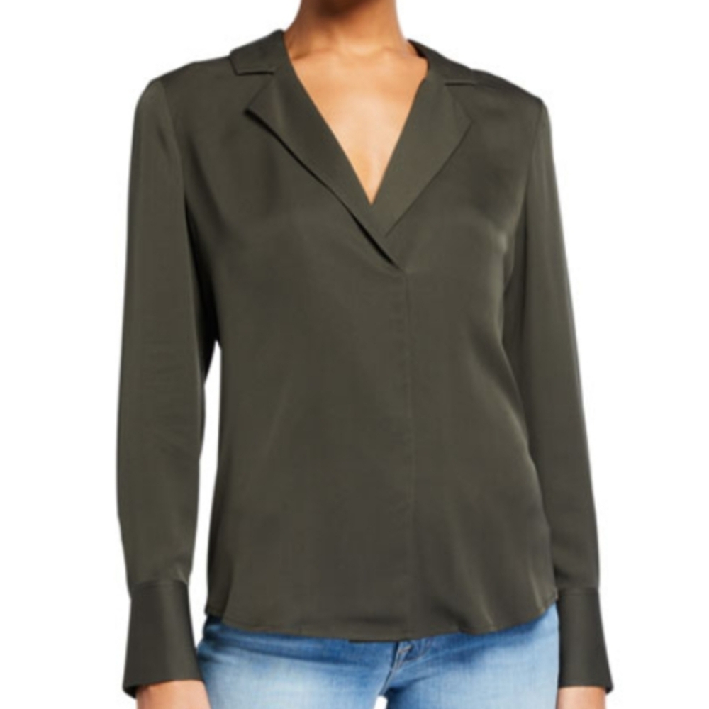 Frame Denim Tops Silk Notch Collar Blouse Size XS